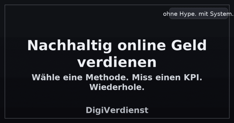 Nachhaltig online Geld verdienen – ruhig wachsen, klug skalieren.