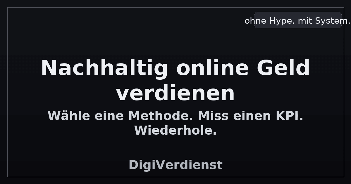 Nachhaltig online Geld verdienen – ruhig wachsen, klug skalieren.